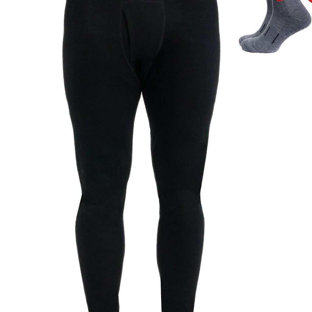 Men's Merino Wool Thermal Base Layer Pants Midweight Classic Comfort Fit